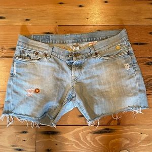 Vintage embroidered cut off jean shorts